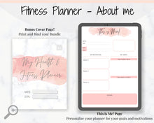 Load image into Gallery viewer, FITNESS PLANNER for Weight Loss. Habit Tracker, Mood Tracker, Diet Planner included in Self Care Kit. Wellness planner, weight loss tracker | Watercolor
