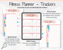 Load image into Gallery viewer, FITNESS PLANNER for Weight Loss. Habit Tracker, Mood Tracker, Diet Planner included in Self Care Kit. Wellness planner, weight loss tracker | Watercolor
