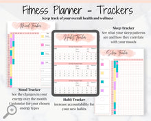 Load image into Gallery viewer, FITNESS PLANNER for Weight Loss. Habit Tracker, Mood Tracker, Diet Planner included in Self Care Kit. Wellness planner, weight loss tracker | Watercolor
