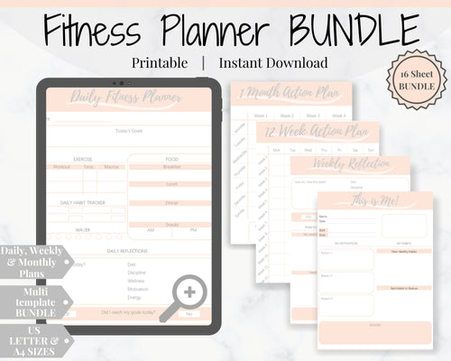 FITNESS PLANNER for Weight Loss. Habit Tracker, Mood Tracker, Diet Planner included in Self Care Kit. Wellness planner, weight loss tracker
