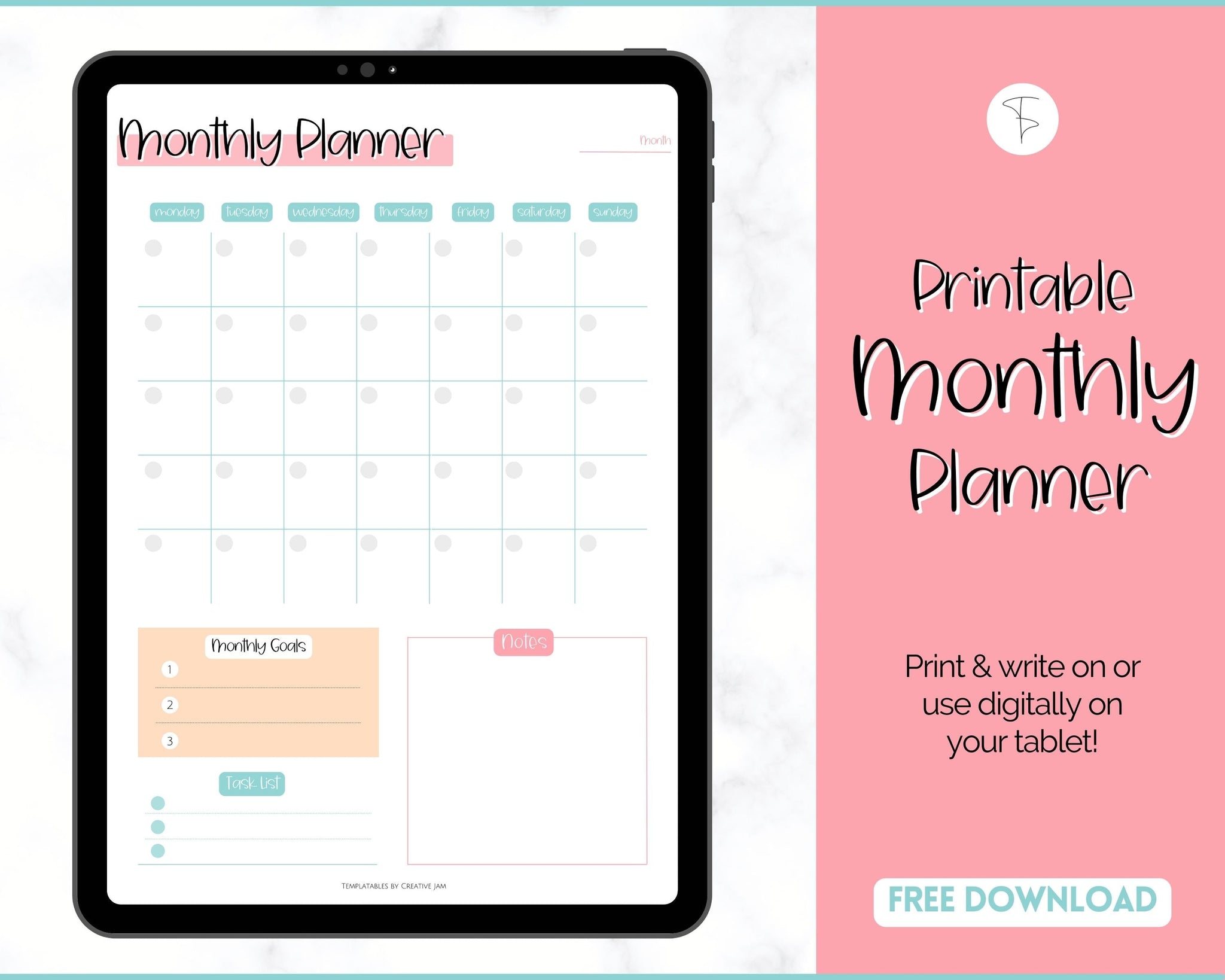 FREE Monthly Planner Printable, To Do List - Colorful