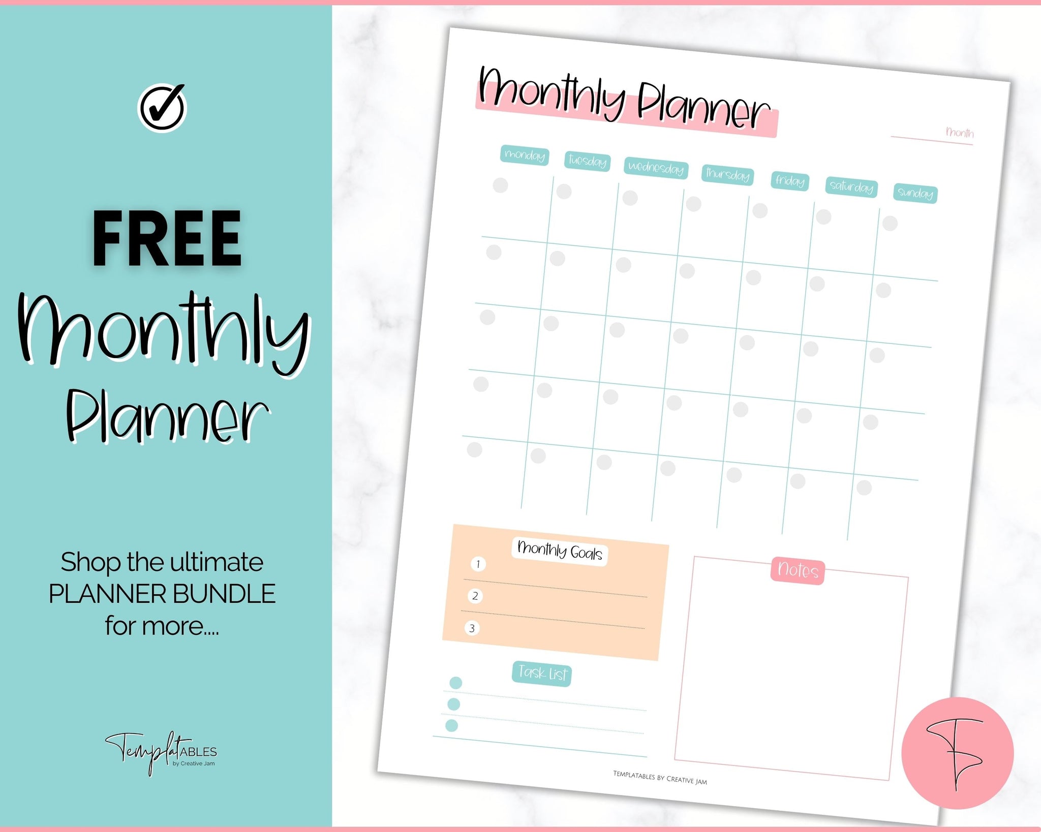 FREE Monthly Planner Printable, To Do List Colorful