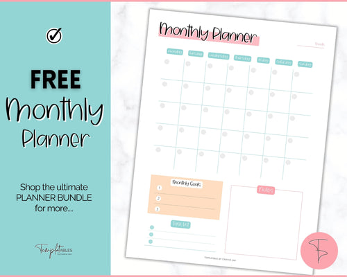 FREE - Monthly Planner Printable, Monthly Calendar, To Do List Printable, Undated Schedule, Productivity Template | Colorful