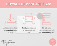 Load image into Gallery viewer, FREE - Monthly Planner Printable, Monthly Calendar, To Do List Printable, Undated Schedule, Productivity Template | Pink Watercolor Scrawl
