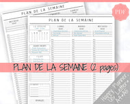 FRENCH Weekly Planner Printable, Français, Hourly Planner, Plan de la Semaine, Week on 2 pages, Weekly Schedule, Undated Planner, To Do List - Style 1