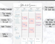 Load image into Gallery viewer, FRENCH Weekly Planner Printable, Français, Hourly Planner, Plan de la Semaine, Week on 2 pages, Weekly Schedule, Undated Planner, To Do List - Style 2
