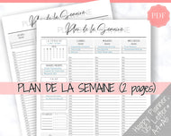 FRENCH Weekly Planner Printable, Français, Hourly Planner, Plan de la Semaine, Week on 2 pages, Weekly Schedule, Undated Planner, To Do List - Style 2