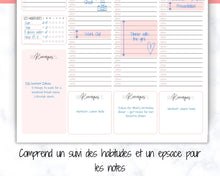 Load image into Gallery viewer, FRENCH Weekly Planner Printable, Français, Hourly Planner, Plan de la Semaine, Week on 2 pages, Weekly Schedule, Undated Planner, To Do List - Style 3
