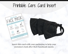 Load image into Gallery viewer, Face Mask LABEL CARE CARD, How to Handle Order Card, Face Mask Printable Instructions, Business Labels, Face Mask Seller, Package Label Tag | Blue
