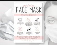 Load image into Gallery viewer, Face Mask LABEL CARE CARD, How to Handle Order Card, Face Mask Printable Instructions, Business Labels, Face Mask Seller, Package Label Tag | Multicolor Bundle
