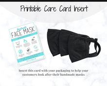 Load image into Gallery viewer, Face Mask LABEL CARE CARD, How to Handle Order Card, Face Mask Printable Instructions, Business Labels, Face Mask Seller, Package Label Tag | Multicolor Bundle
