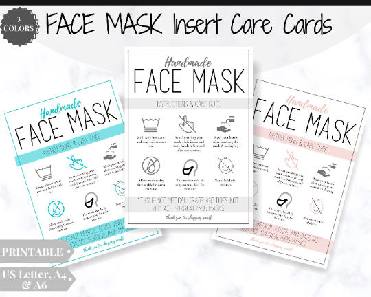 Face Mask LABEL CARE CARD, How to Handle Order Card, Face Mask Printable Instructions, Business Labels, Face Mask Seller, Package Label Tag | Multicolor Bundle