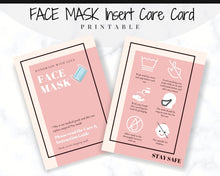 Load image into Gallery viewer, Face Mask LABEL CARE CARD, How to Handle Order Card, Face Mask Printable Instructions, Business Labels, Face Mask Seller, Package Label Tag | Pink &amp; Monochrome Bundle
