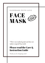 Load image into Gallery viewer, Face Mask LABEL CARE CARD, How to Handle Order Card, Face Mask Printable Instructions, Business Labels, Face Mask Seller, Package Label Tag | White
