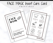 Load image into Gallery viewer, Face Mask LABEL CARE CARD, How to Handle Order Card, Face Mask Printable Instructions, Business Labels, Face Mask Seller, Package Label Tag | White
