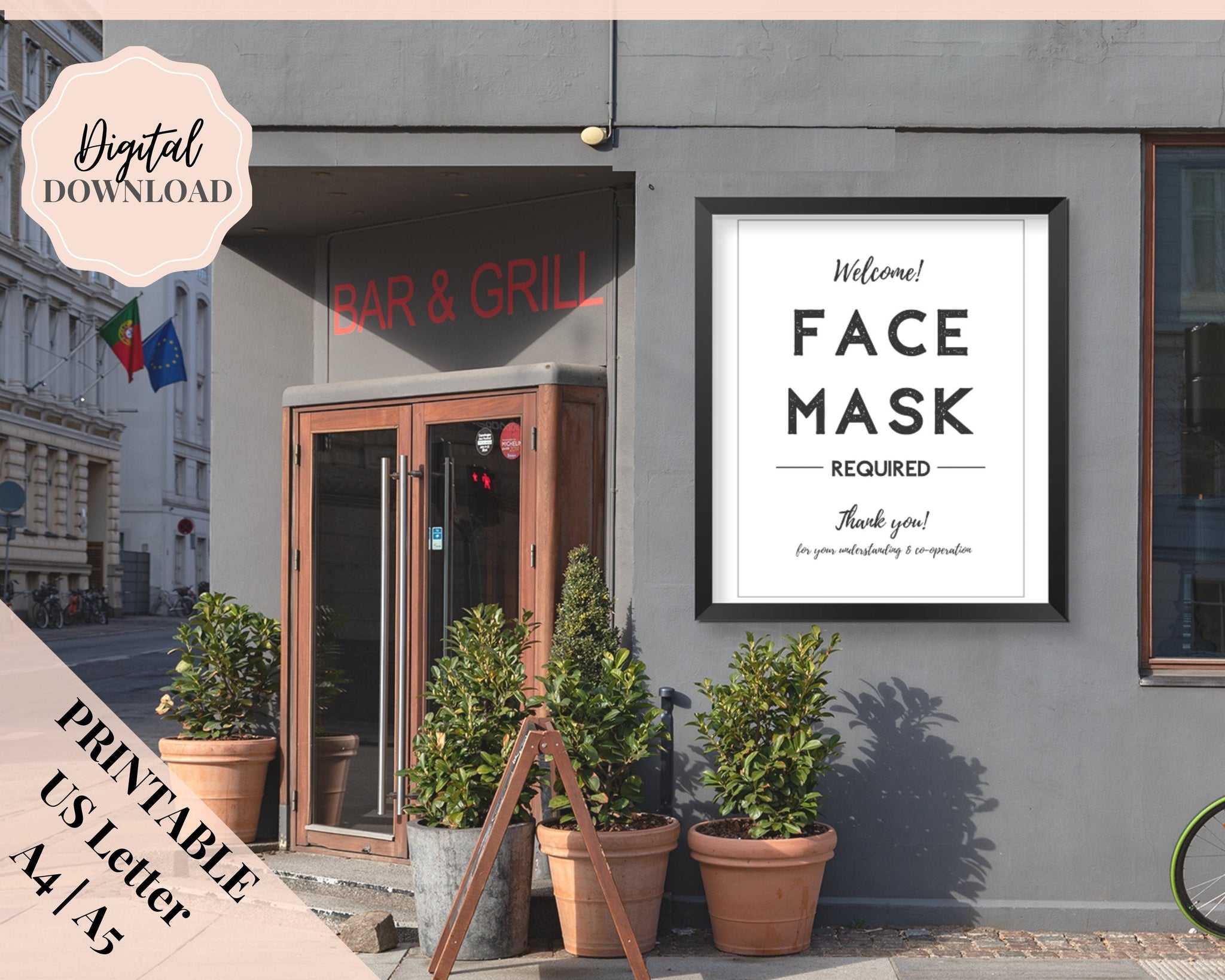 Please wear a Face Mask Printable Signs | Minimalist