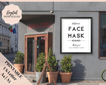 Load image into Gallery viewer, Face Mask Sign, Face Masks Required, Please wear a Face Mask Print, Social distancing Notice sign, Shop Window Sign Printable, must be worn | Minimalist
