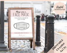 Load image into Gallery viewer, Face Mask Sign, Face Masks Required, Please wear a Face Mask Print, Social distancing Notice sign, Shop Window Sign Printable, must be worn | Multicolor Bundle
