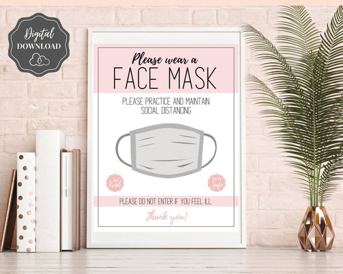 Face Mask Sign, Face Masks Required, Please wear a Face Mask Print, Social distancing Notice sign, Shop Window Sign Printable, must be worn | Multicolor Bundle