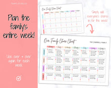 Load image into Gallery viewer, Family Chore Chart, Editable Family Planner Printable, Weekly Family Schedule, Family Calendar, Command Center, Weekly Household, Kids Adult - Colorful
