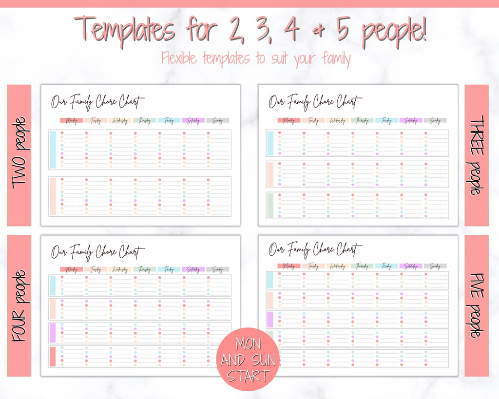 Family Chore Chart | Editable Family Planner Printable - Colorful