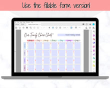 Load image into Gallery viewer, Family Chore Chart, Editable Family Planner Printable, Weekly Family Schedule, Family Calendar, Command Center, Weekly Household, Kids Adult - Colorful
