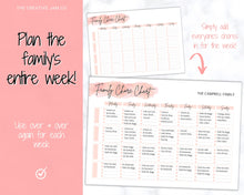 Load image into Gallery viewer, Family Chore Chart, Editable Family Planner Printable, Weekly Family Schedule, Family Calendar, Command Center, Weekly Household, Kids Adult - Pink
