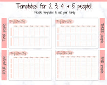 Load image into Gallery viewer, Family Chore Chart, Editable Family Planner Printable, Weekly Family Schedule, Family Calendar, Command Center, Weekly Household, Kids Adult - Pink
