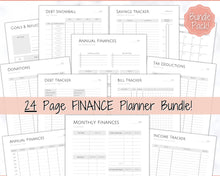 Load image into Gallery viewer, Finance Planner BUNDLE! Budget Planner Templates, Financial Savings Tracker Printable Binder, Monthly Debt, Bill, Spending, Expenses Tracker
