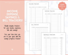 Load image into Gallery viewer, Finance Planner BUNDLE! Budget Planner Templates, Financial Savings Tracker Printable Binder, Monthly Debt, Bill, Spending, Expenses Tracker
