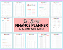 Load image into Gallery viewer, Finance Planner BUNDLE! Budget Planner Templates, Financial Savings Tracker Printable Binder, Monthly Debt, Bill, Spending, Expenses Tracker | Pastel Rainbow
