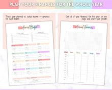 Load image into Gallery viewer, Finance Planner BUNDLE! Budget Planner Templates, Financial Savings Tracker Printable Binder, Monthly Debt, Bill, Spending, Expenses Tracker | Pastel Rainbow
