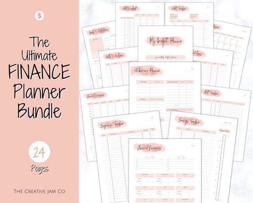 Finance Planner BUNDLE! Budget Planner Templates, Financial Savings Tracker Printable Binder, Monthly Debt, Bill, Spending, Expenses Tracker | Pink