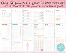 Load image into Gallery viewer, Fitness Planner, Weight Loss Tracker, BUNDLE, Workout Planner Fitness Journal, Wellness, Health Goal, Meal Planner, Self Care, Habit Tracker | Colorful Sky
