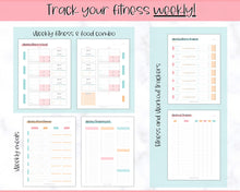 Load image into Gallery viewer, Fitness Planner, Weight Loss Tracker, BUNDLE, Workout Planner Fitness Journal, Wellness, Health Goal, Meal Planner, Self Care, Habit Tracker | Colorful Sky
