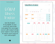 Load image into Gallery viewer, Fitness Planner, Weight Loss Tracker, BUNDLE, Workout Planner Fitness Journal, Wellness, Health Goal, Meal Planner, Self Care, Habit Tracker | Colorful Sky
