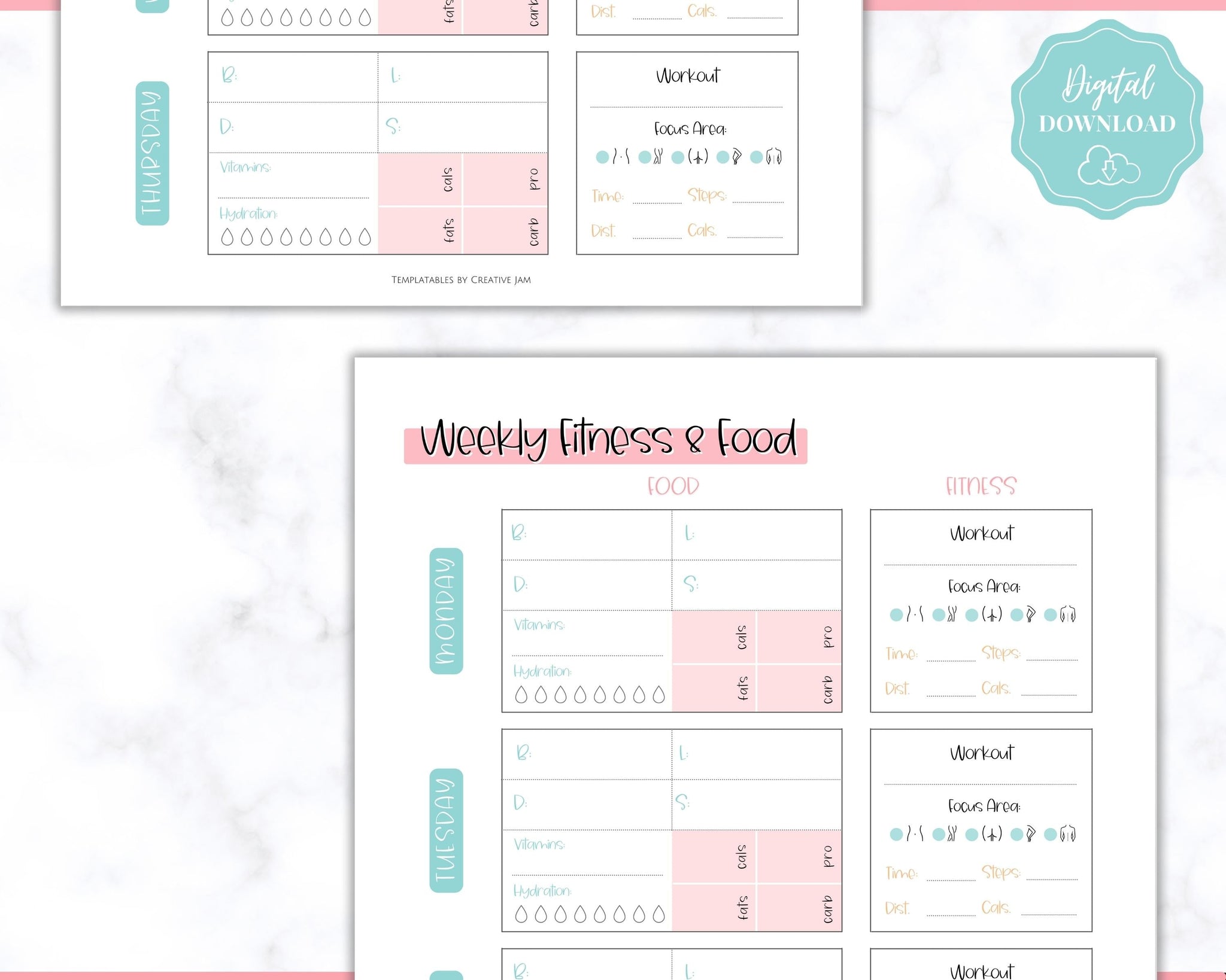 90-Tage-Fitness- und Workout-Planer für Frauen | Fitnessstudio-Tagebuch, Gewichtsverlust-Tracker, Mahlzeitenplaner, Selbstpflege-Gewohnheitstracker – A5 rosa Aquarell