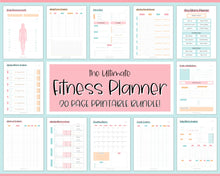Load image into Gallery viewer, Fitness Planner, Weight Loss Tracker, BUNDLE, Workout Planner Fitness Journal, Wellness, Health Goal, Meal Planner, Self Care, Habit Tracker | Colorful Sky

