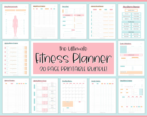Fitness Planner, Weight Loss Tracker, BUNDLE, Workout Planner Fitness Journal, Wellness, Health Goal, Meal Planner, Self Care, Habit Tracker | Colorful Sky