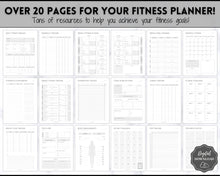 Load image into Gallery viewer, Fitness Planner, Weight Loss Tracker, BUNDLE, Workout Planner Fitness Journal, Wellness, Health Goal, Meal Planner, Self Care, Habit Tracker | Mono
