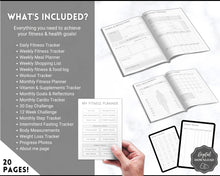 Load image into Gallery viewer, Fitness Planner, Weight Loss Tracker, BUNDLE, Workout Planner Fitness Journal, Wellness, Health Goal, Meal Planner, Self Care, Habit Tracker | Mono
