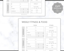 Load image into Gallery viewer, Fitness Planner, Weight Loss Tracker, BUNDLE, Workout Planner Fitness Journal, Wellness, Health Goal, Meal Planner, Self Care, Habit Tracker | Mono
