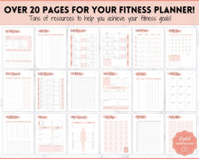 Load image into Gallery viewer, Fitness Planner, Weight Loss Tracker, BUNDLE, Workout Planner Fitness Journal, Wellness, Health Goal, Meal Planner, Self Care, Habit Tracker | PINK Watercolor
