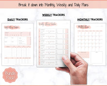 Load image into Gallery viewer, Fitness Planner, Weight Loss Tracker, BUNDLE, Workout Planner Fitness Journal, Wellness, Health Goal, Meal Planner, Self Care, Habit Tracker | PINK Watercolor
