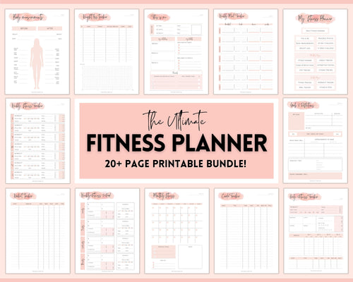 Fitness Planner, Weight Loss Tracker, BUNDLE, Workout Planner Fitness Journal, Wellness, Health Goal, Meal Planner, Self Care, Habit Tracker | PINK Watercolor