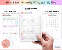 Load image into Gallery viewer, Fitness Planner, Weight Loss Tracker, BUNDLE, Workout Planner Fitness Journal, Wellness, Health Goal, Meal Planner, Self Care, Habit Tracker | Pastel Rainbow
