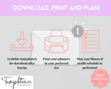 Load image into Gallery viewer, Fitness Planner, Weight Loss Tracker, BUNDLE, Workout Planner Fitness Journal, Wellness, Health Goal, Meal Planner, Self Care, Habit Tracker | Pastel Rainbow
