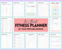 Load image into Gallery viewer, Fitness Planner, Weight Loss Tracker, BUNDLE, Workout Planner Fitness Journal, Wellness, Health Goal, Meal Planner, Self Care, Habit Tracker | Pastel Rainbow
