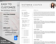 Load image into Gallery viewer, GOOGLE DOCS Resume Template. CV template free. Creative Resume Template. Minimalist Executive. Resume Template Bundle. Curriculum Vitae | Style 6
