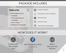 Load image into Gallery viewer, GOOGLE DOCS Resume Template. CV template free. Creative Resume Template. Minimalist Executive. Resume Template Bundle. Curriculum Vitae | Style 6
